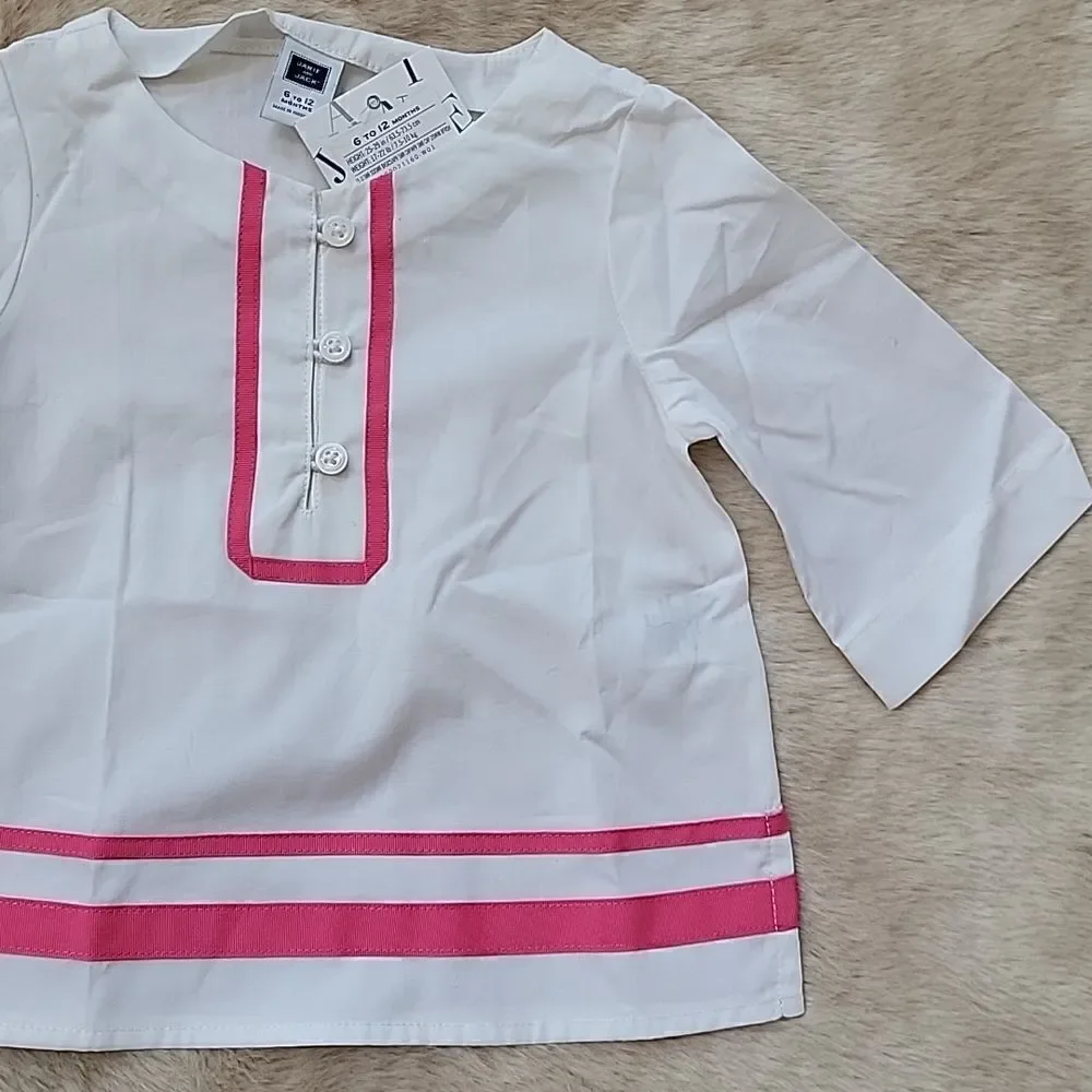 JANIE AND JACK WHITE WITH PINK SWIM COVER-UP TUNIC, NEW!
